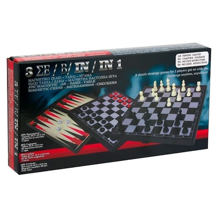 Joc educativ Magnetic de table, dame si sah pentru copii sau adulti, ATS, 3 in 1