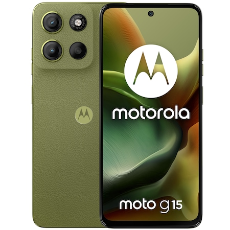 Telefon mobil Motorola moto g15, Dual SIM, 128GB, 4GB RAM, 5200 mAh, Iguana Green