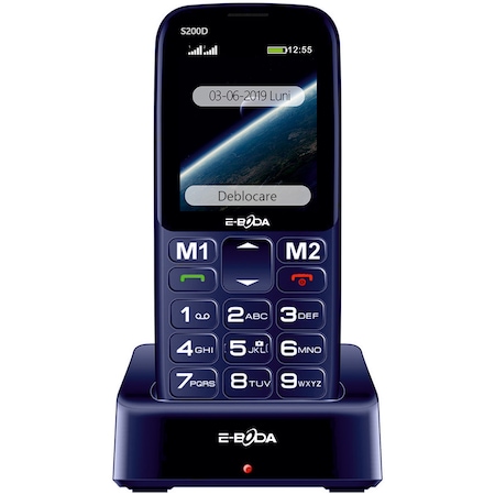 Telefon mobil E-Boda S200D Senior, Dual SIM, Black