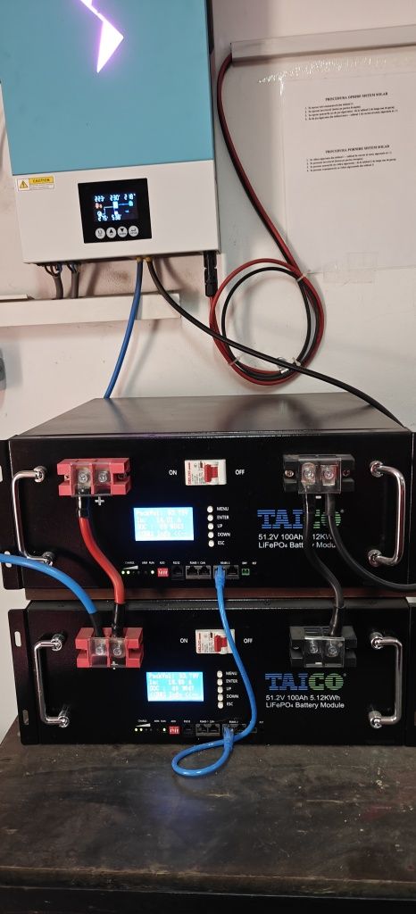 Invertor hibrid monofazat 6.2KW si baterii lifePO4 TAICO 100Ah Constanta