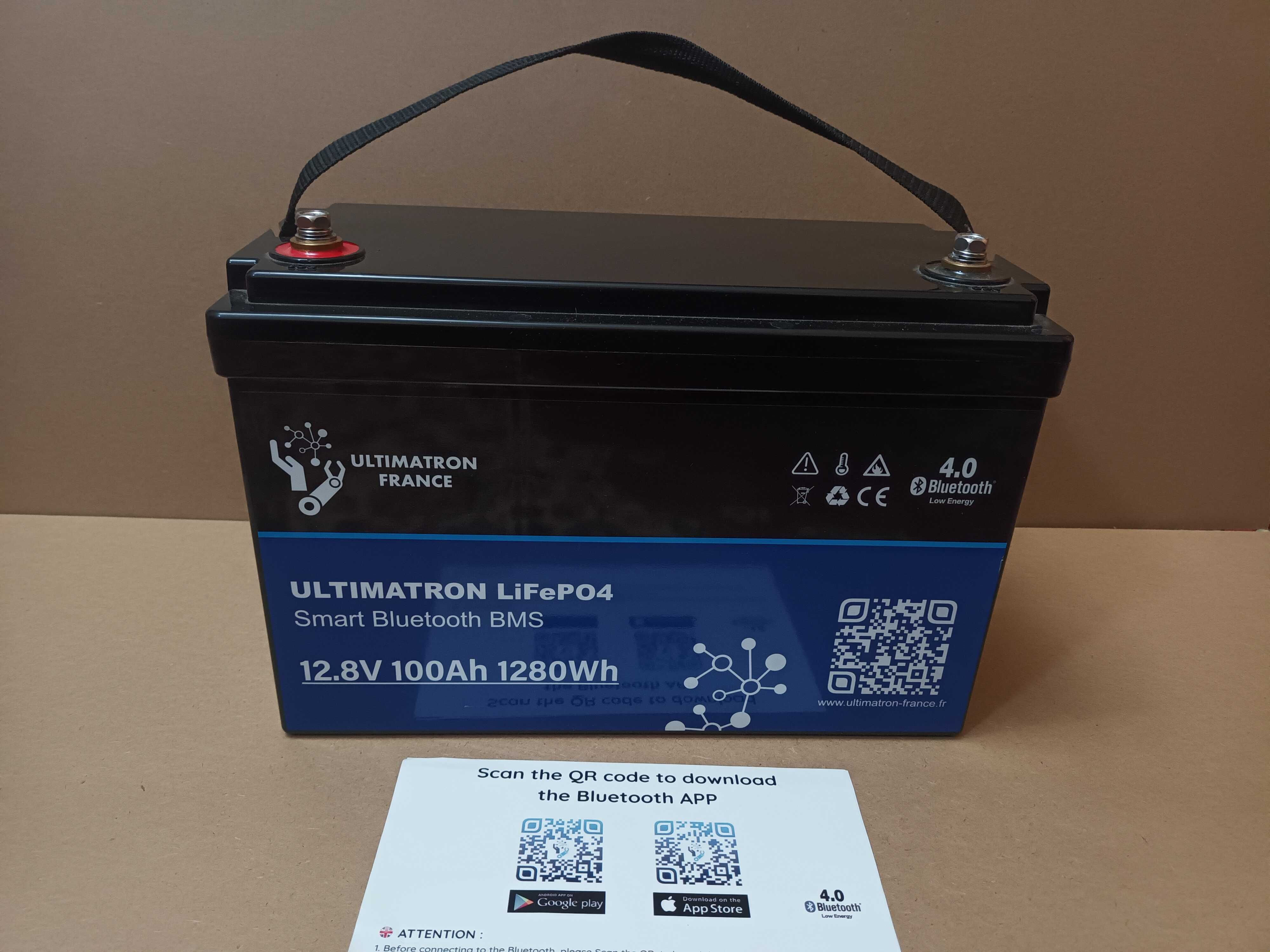 2 acumulatori noi LiFePO4 12.8 V 100Ah 1280Wh Ultimatron, Bluetooth Sibiu