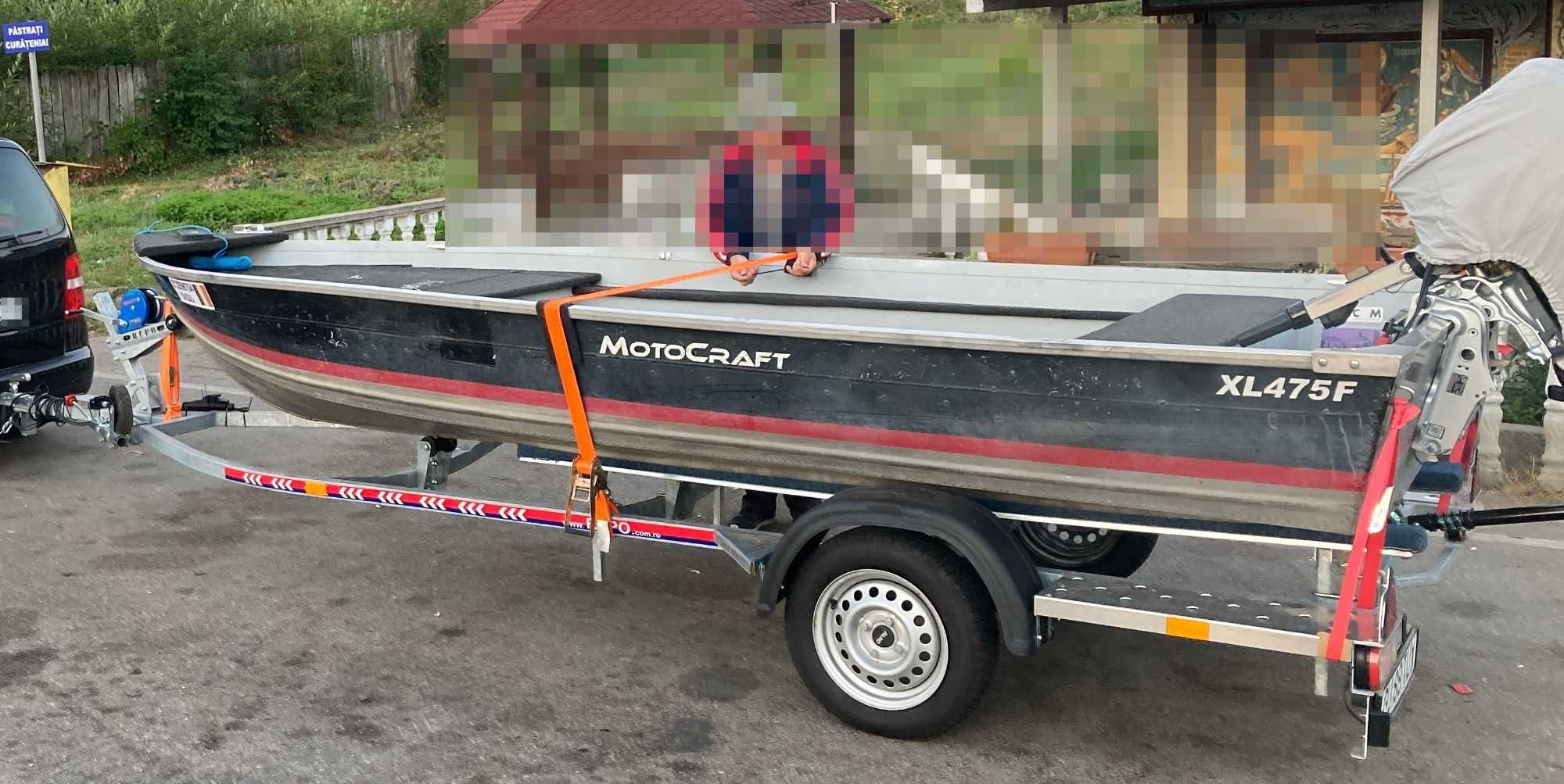 Barca aluminiu Motocraft XL 475F cu motor Honda 20 CP si peridoc Repo Targu